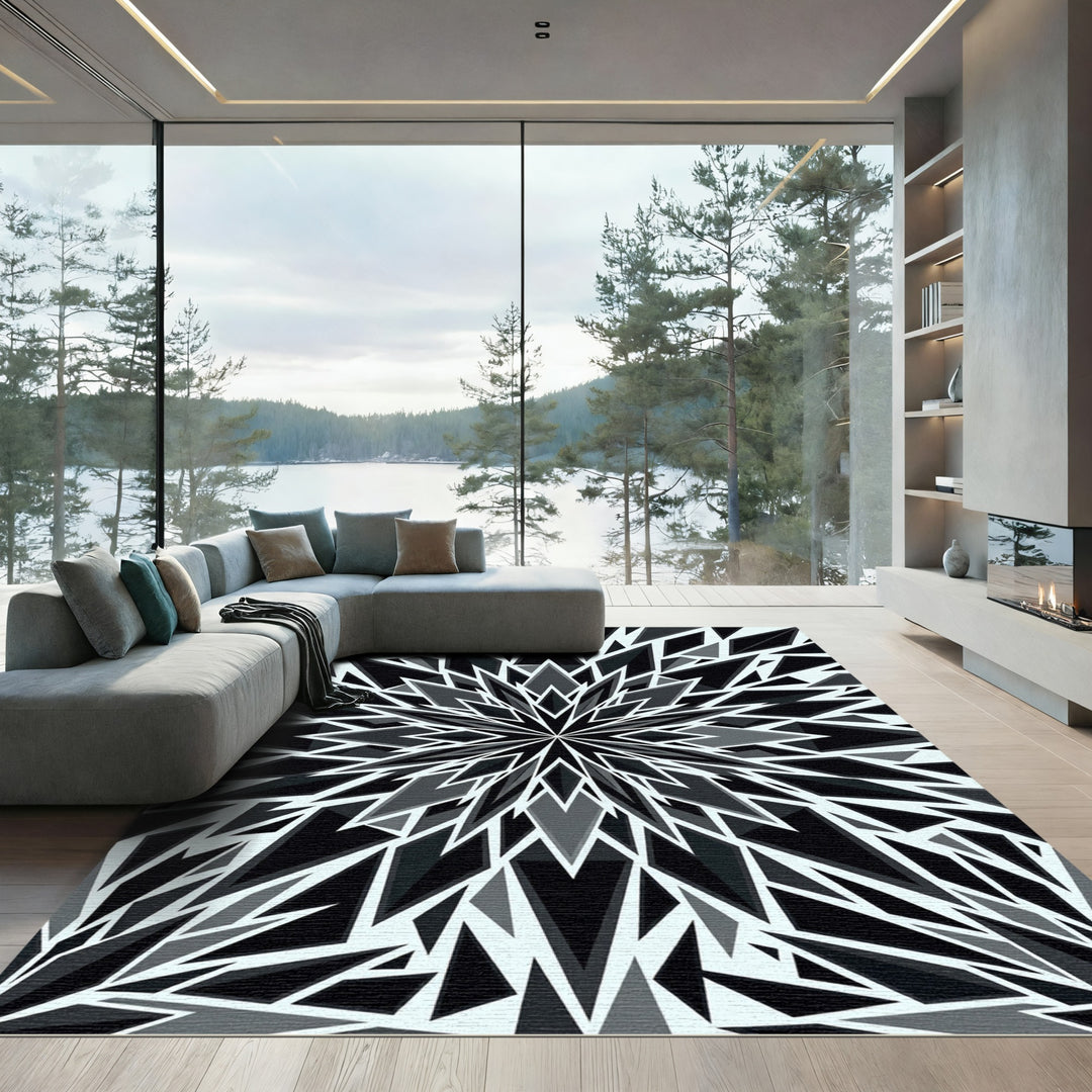 Monochromatic Geometric Crystalline Bloom Rug