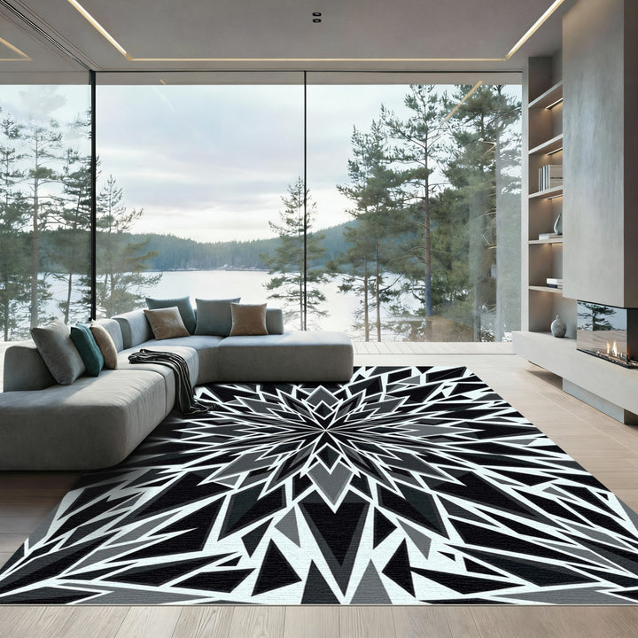 Monochromatic Geometric Crystalline Bloom Rug