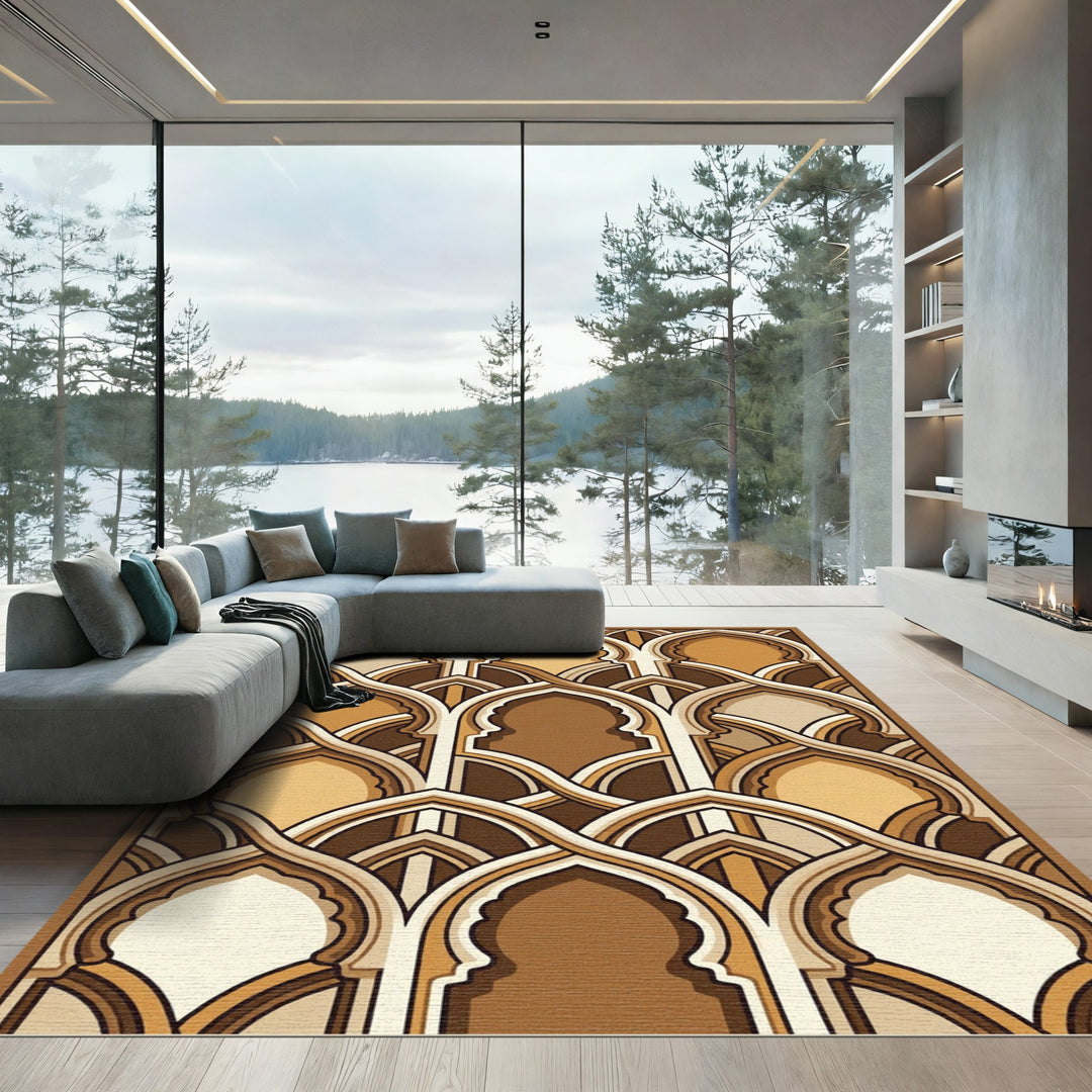 Elegant Beige Archway Geometric Rug