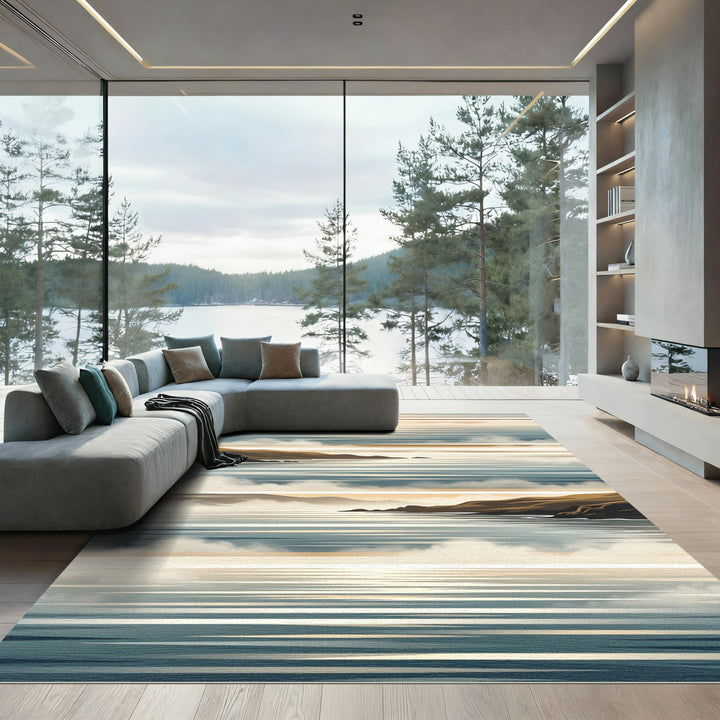 Coastal Horizon Abstract Landscape Rug