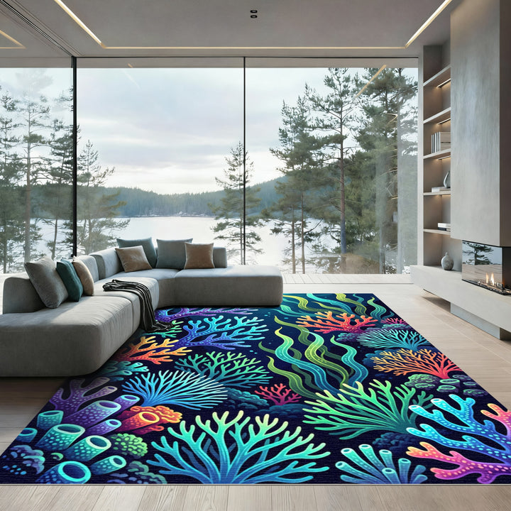 Vibrant Coral Reef Underwater Bloom Rug