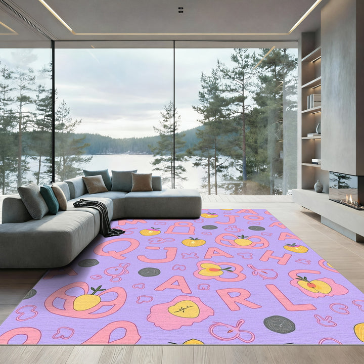 Whimsical Pink Alphabet Apple Grove Rug
