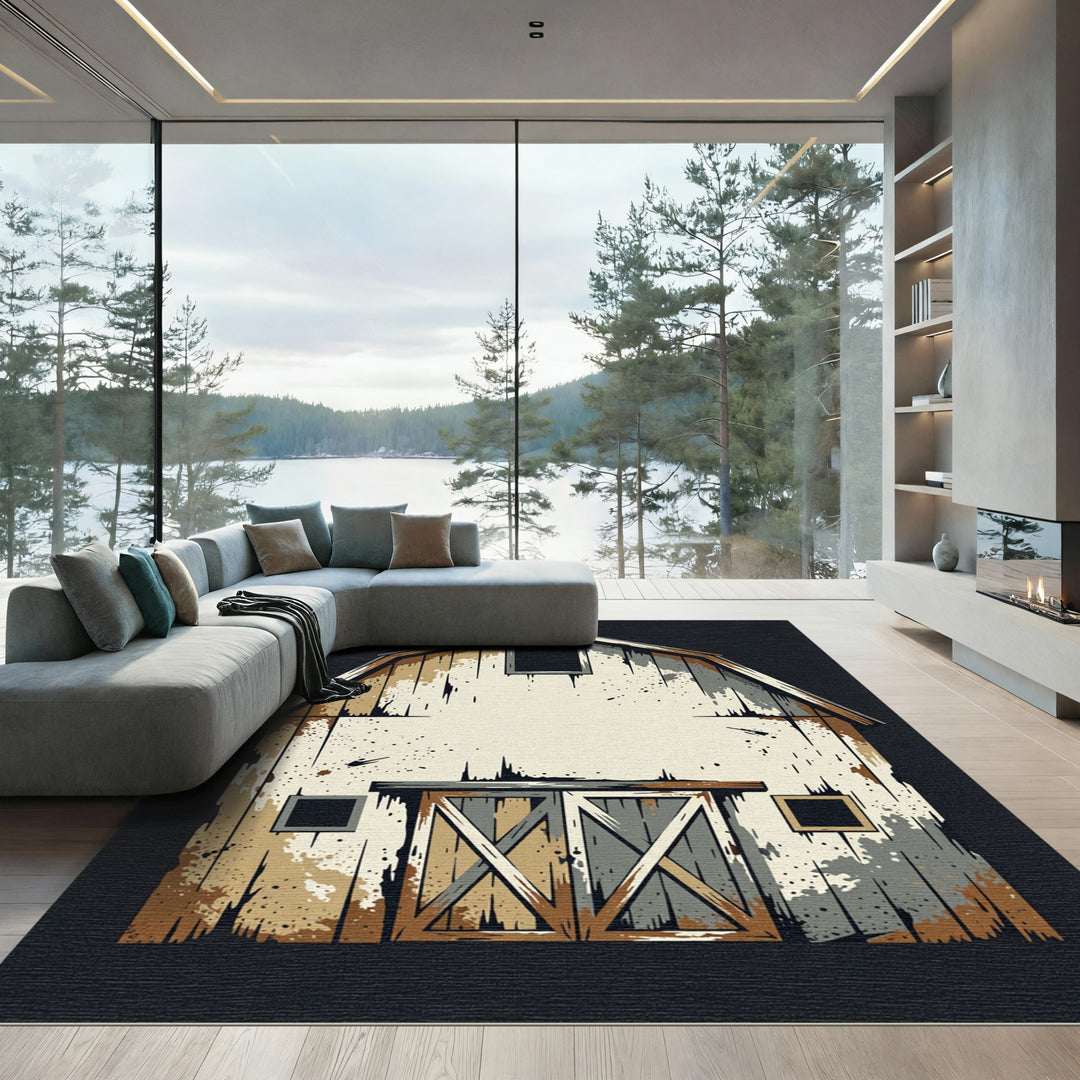 Rustic Weathered Barn Splatter Area Rug