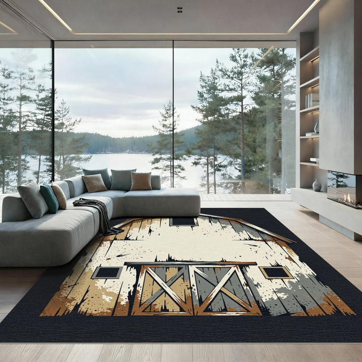 Rustic Weathered Barn Splatter Area Rug