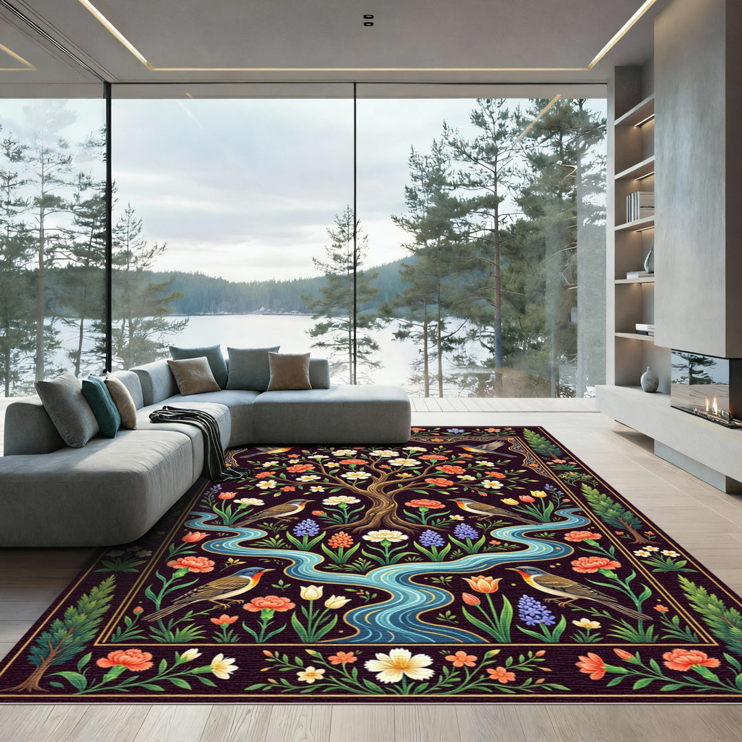 Bird and Tree Of Life Floral Rug