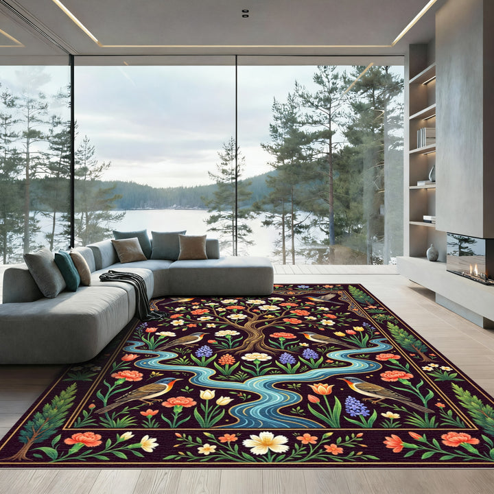 Bird and Tree Of Life Floral Rug
