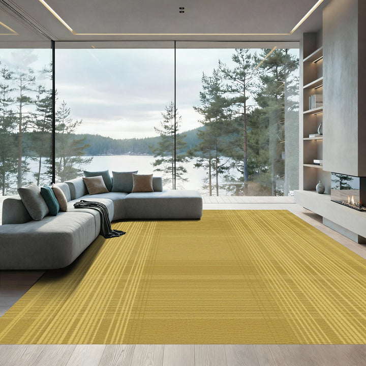 Gold Plaid Lines Rug