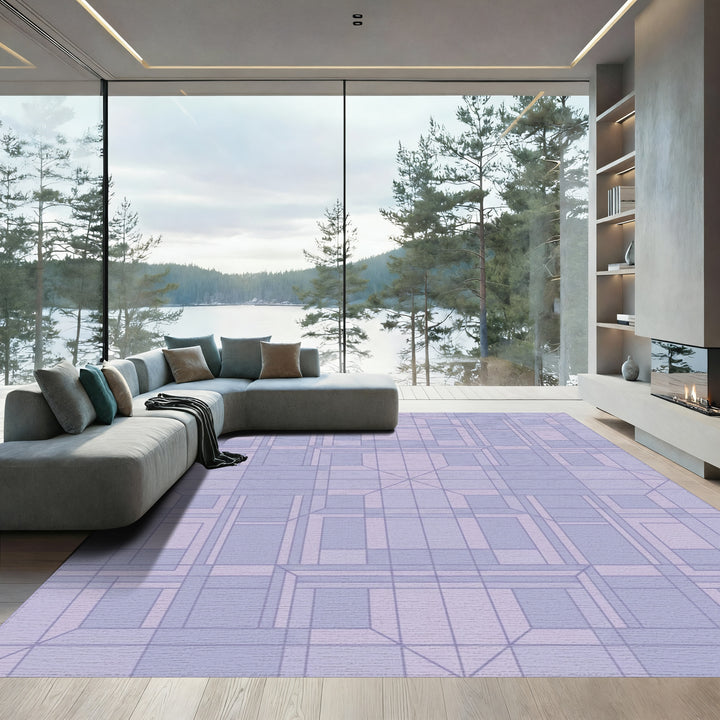 Pale Lavender Geometric Architectural Rug