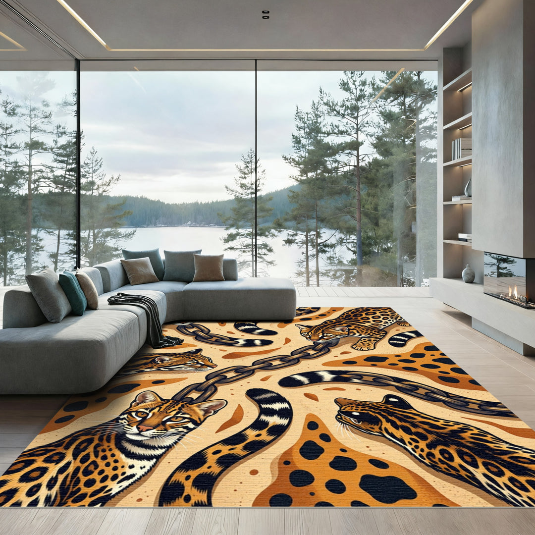 Ocelot Chain With Spotted Fur Rug