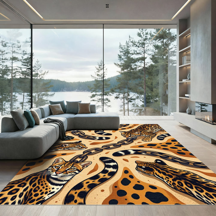Ocelot Chain With Spotted Fur Rug