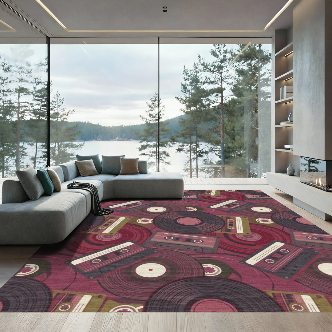 Vibrant Retro Cassette Vinyl Rug