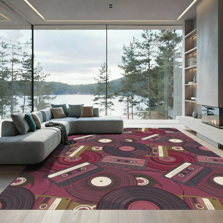 Vibrant Retro Cassette Vinyl Rug