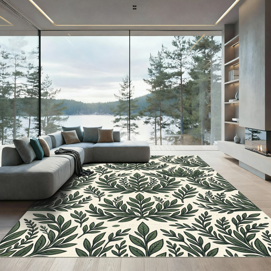 Classic Green Leaf Wreath Arrangement Rug