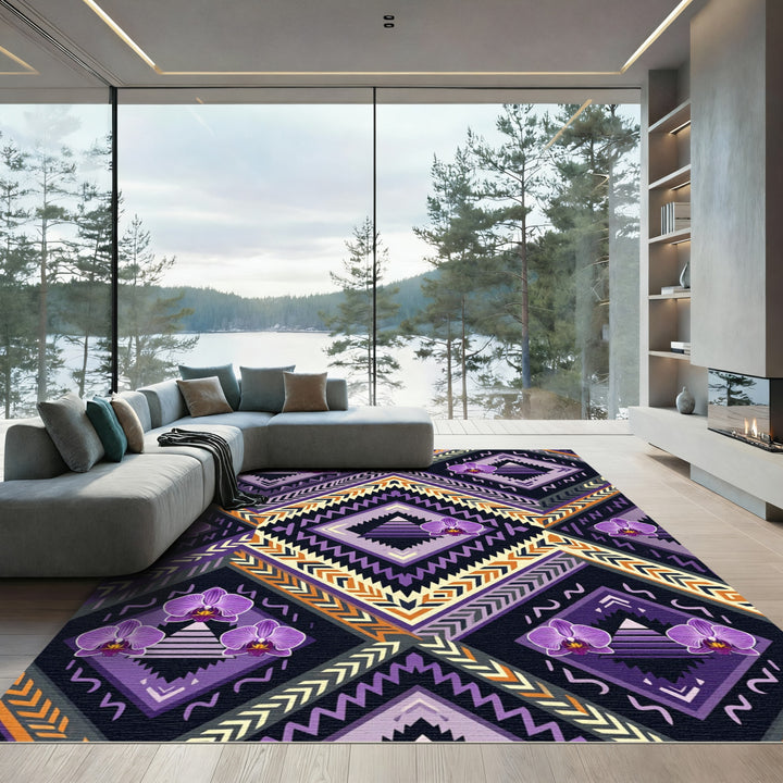 Purple Orchid Tribal Geometric Rug
