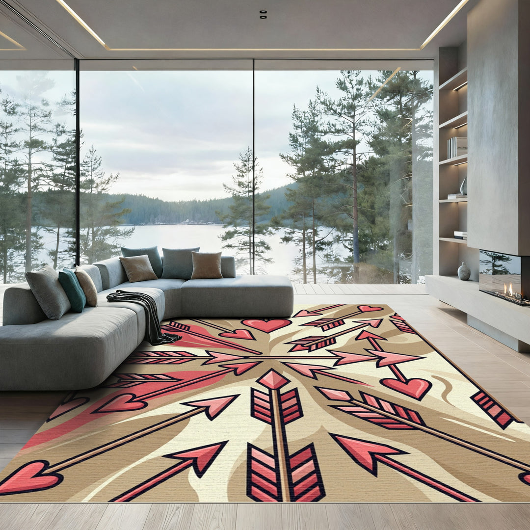 Pink Cupid Arrows Hearts Abstract Rug