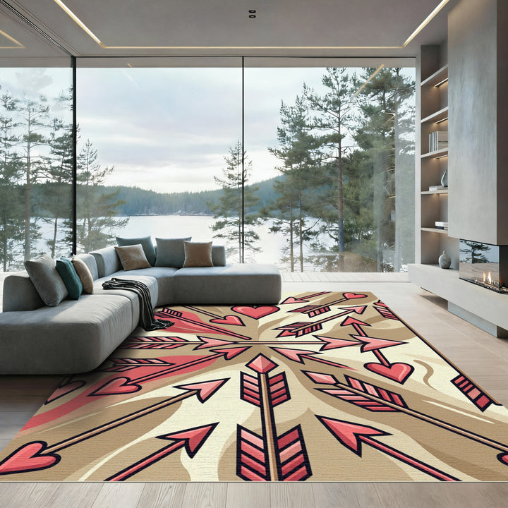 Pink Cupid Arrows Hearts Abstract Rug