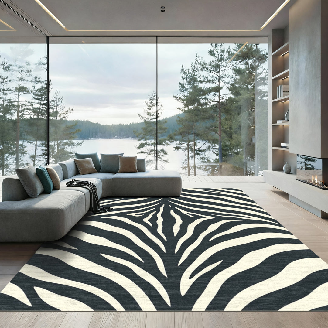 Bold Cream Zebra Stripes Rug