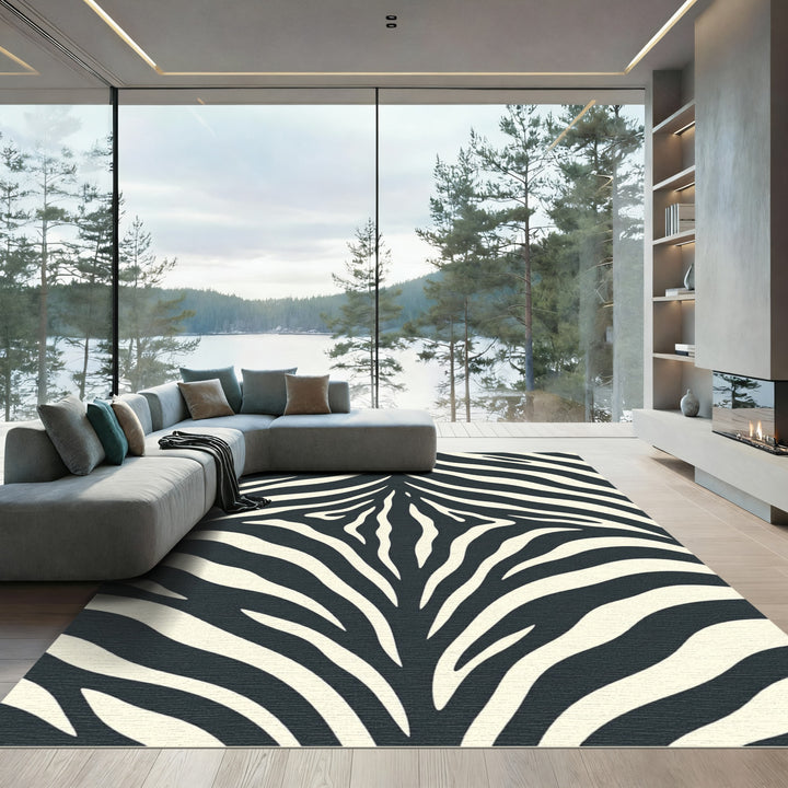 Bold Cream Zebra Stripes Rug