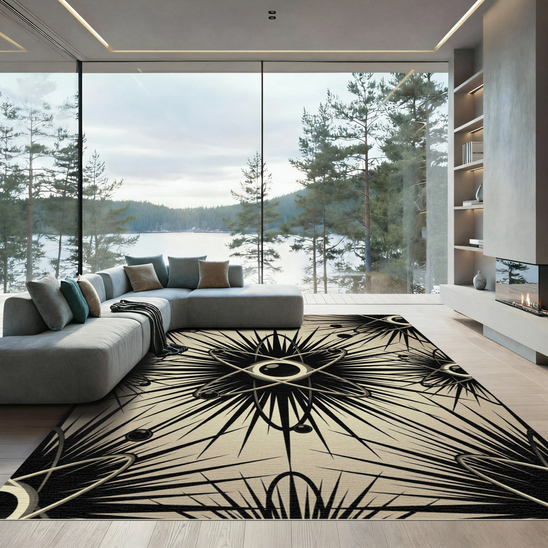 Black and Tan Atomic Eye Bloom Rug