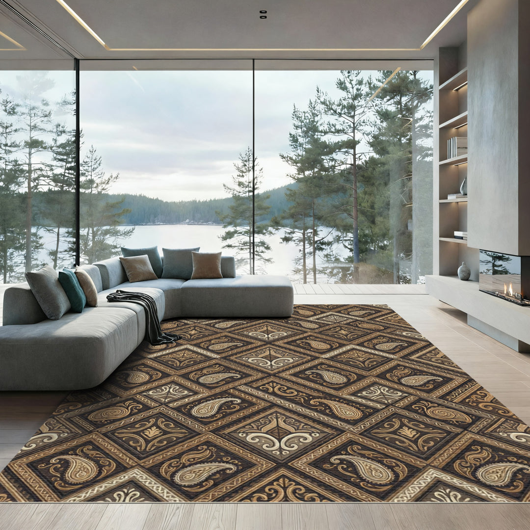 Rich Earth Tones Paisley Medallion Rug