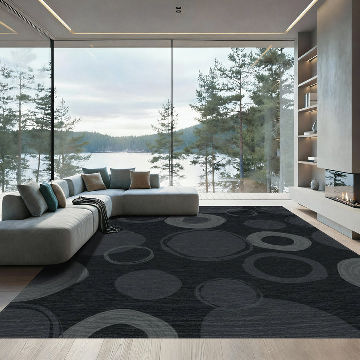 Monochromatic Slate Circle Overlay Rug