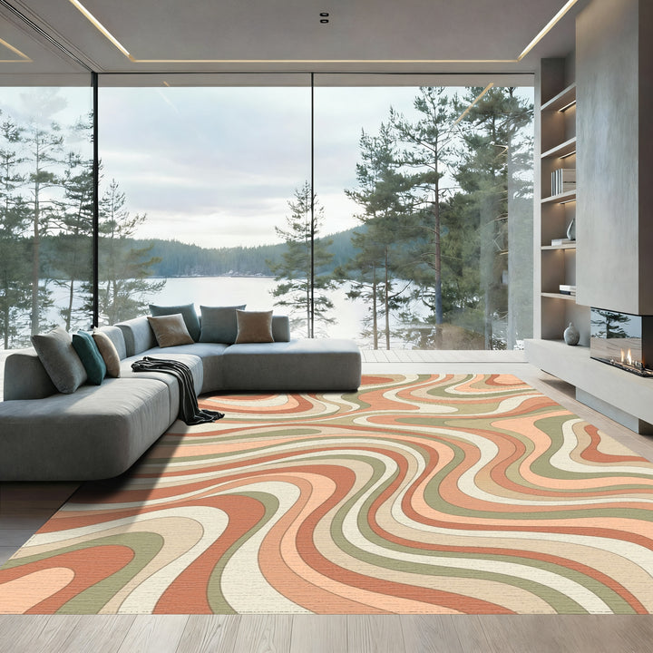 Retro Swirl 70s Inspired Waves Rug