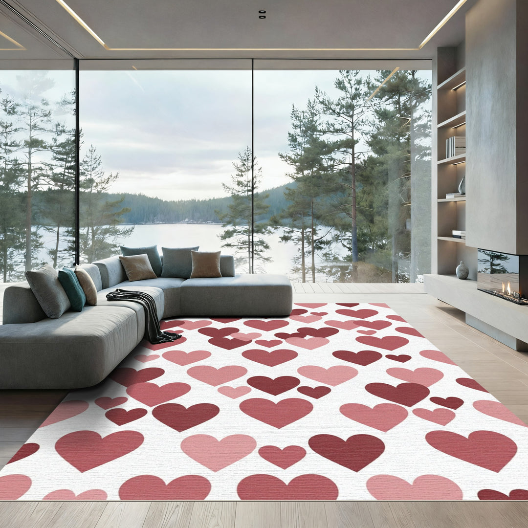 Rose Pink Hearts Cozy Room Accent Rug