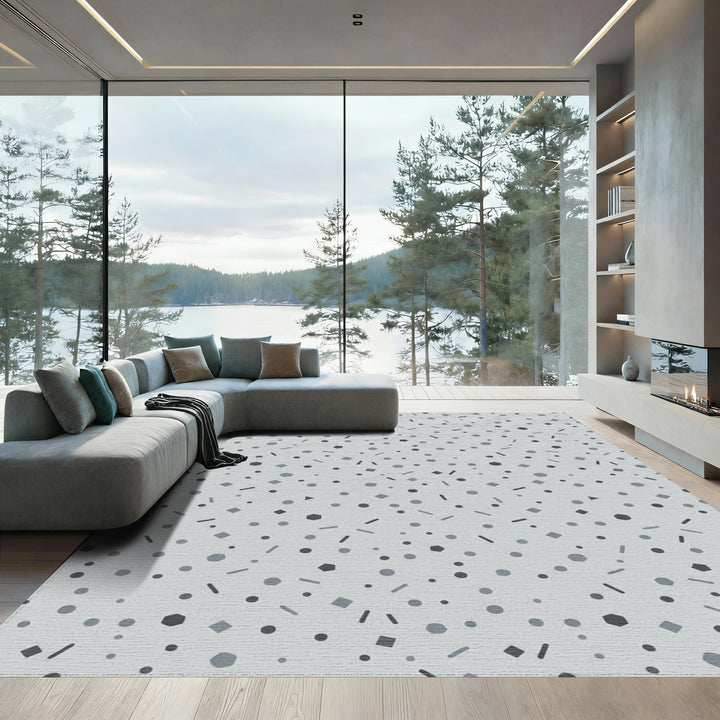 Subtle Gray Geometric Confetti Scatter Rug