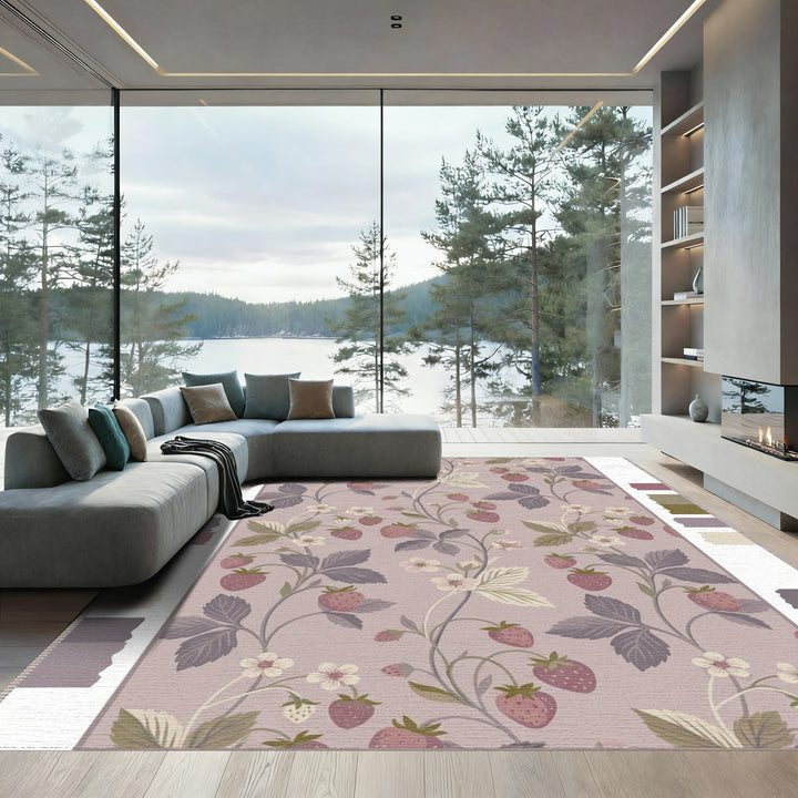 Dusty Rose Strawberry Vine Flourish Rug