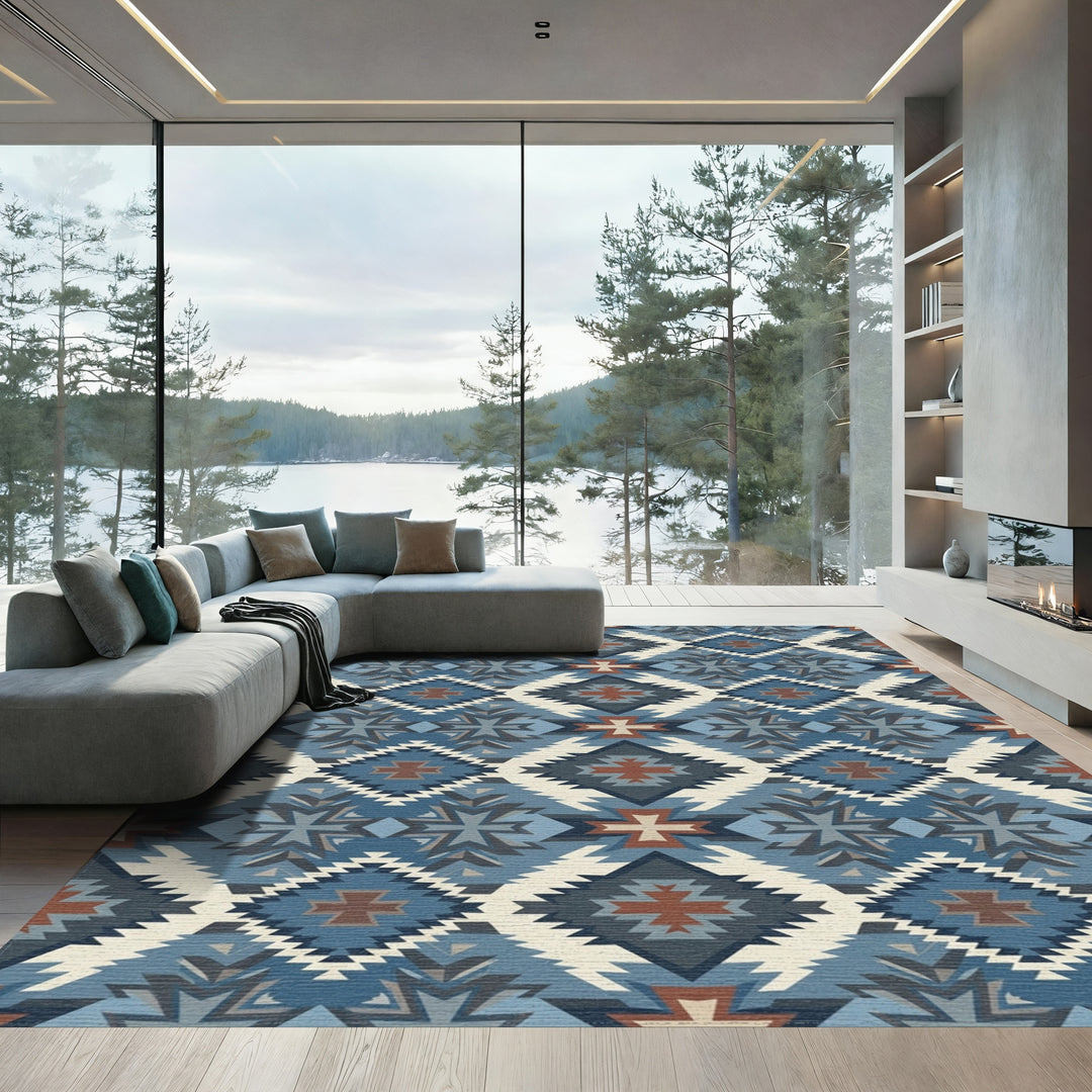 Navajo Inspired Geometric Diamond Rug