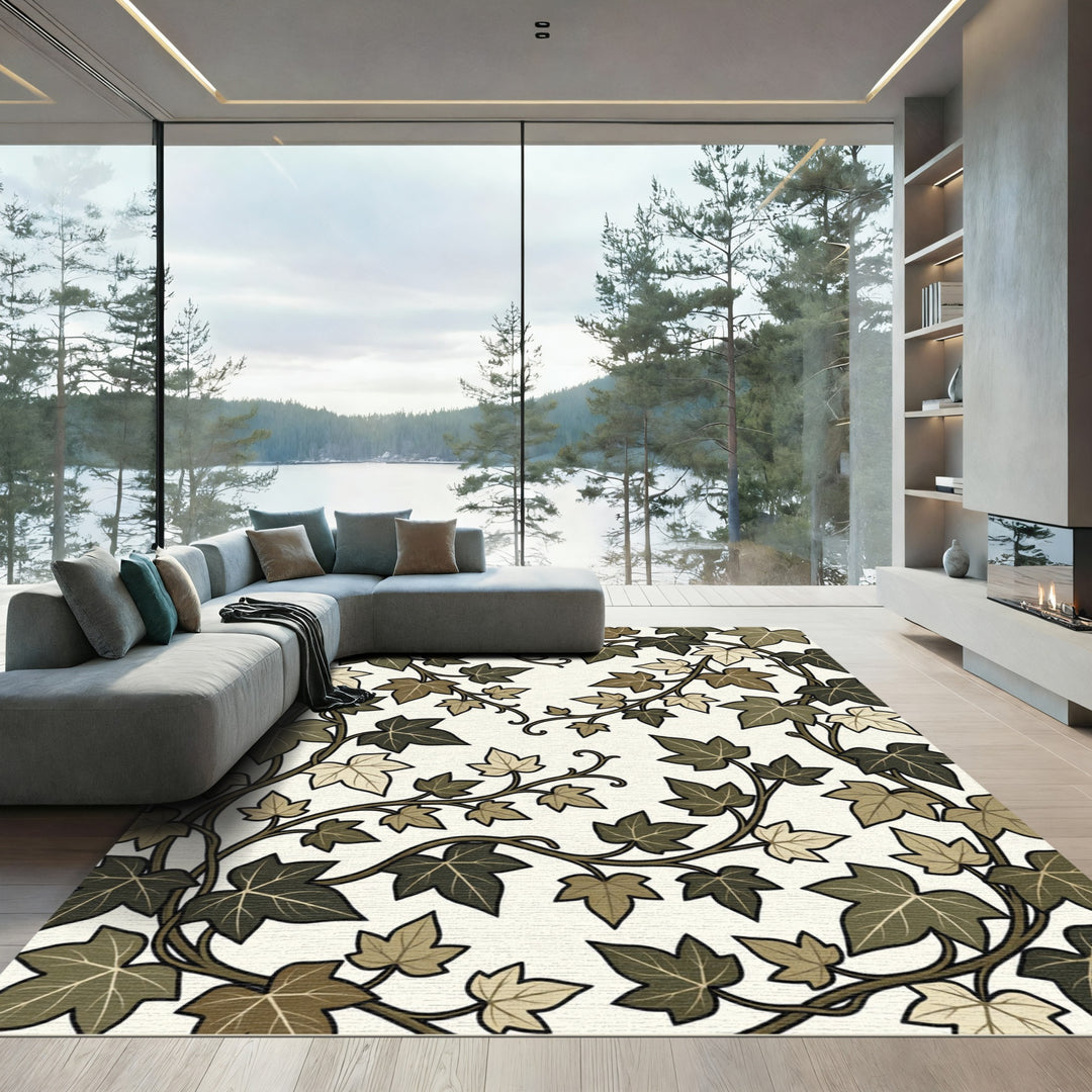 Earthy Ivy Vine Botanical Rug