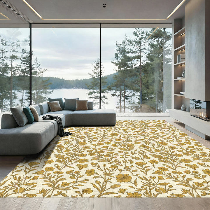 Terracotta Meadow Floral Garden Rug
