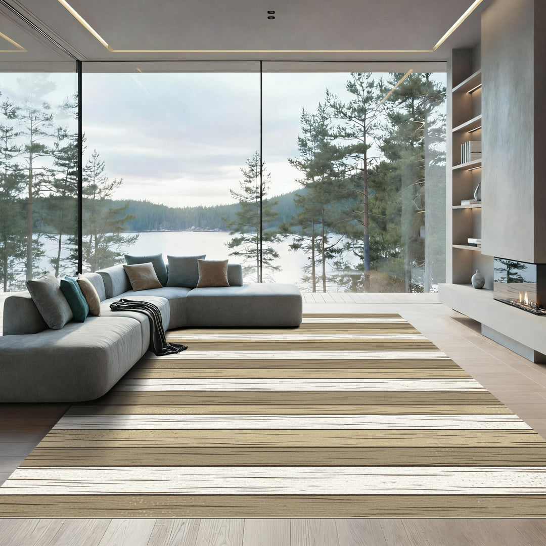 Earthy Toned Horizontal Plank Rug