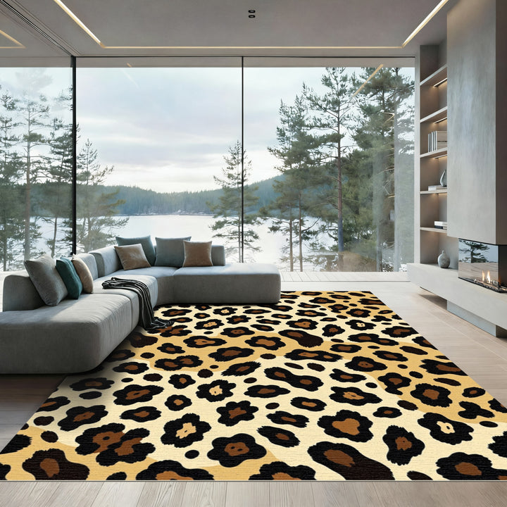Bold Leopard Spots Tawny Rug