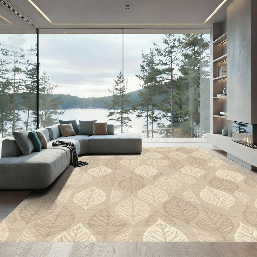 Earthy Leafy Tones Textured Rug