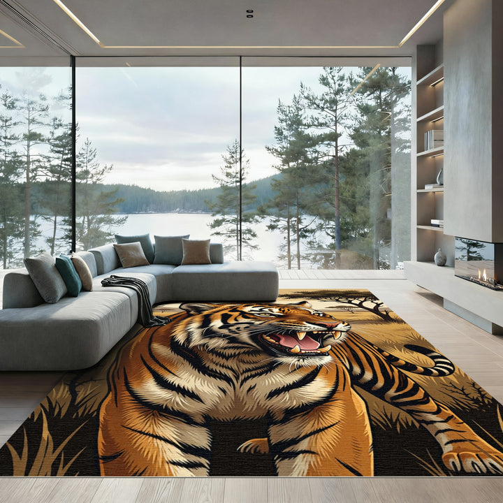 Fierce Orange Tiger Stripes Savanna Rug