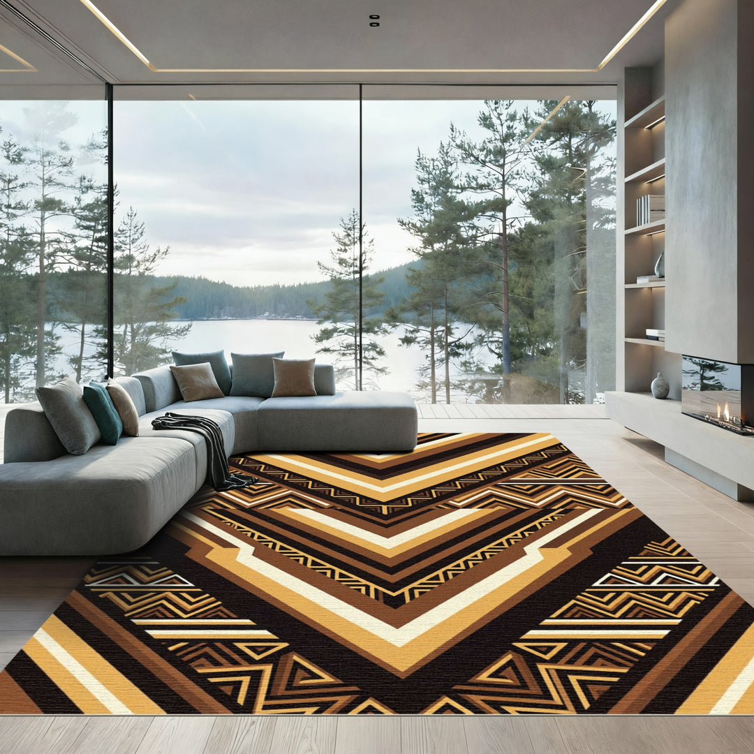 Geometric Earth Tone Chevron Rug