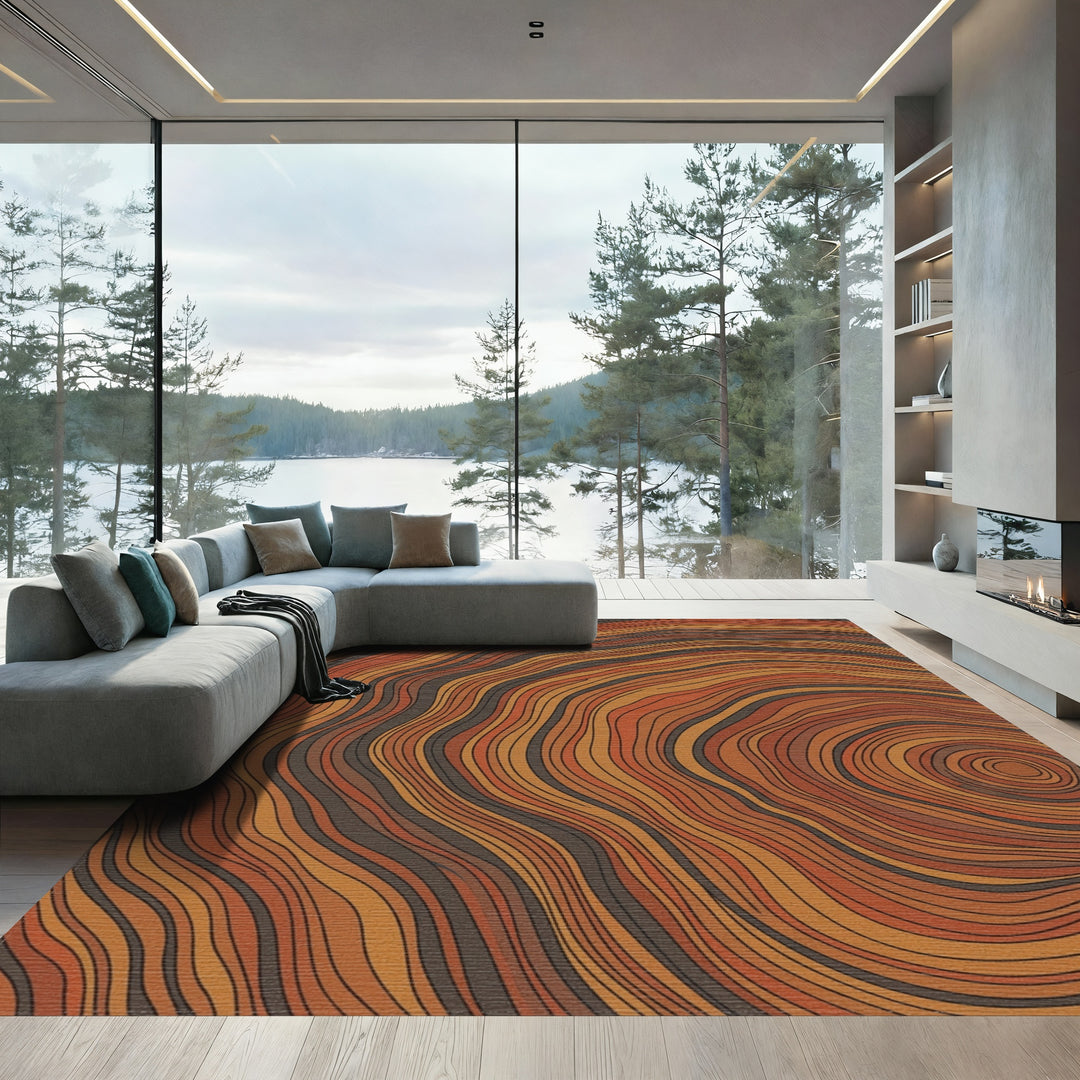 Earthy Tone Concentric Circles Rug