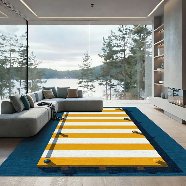 Bold Yellow White Stripe Rug