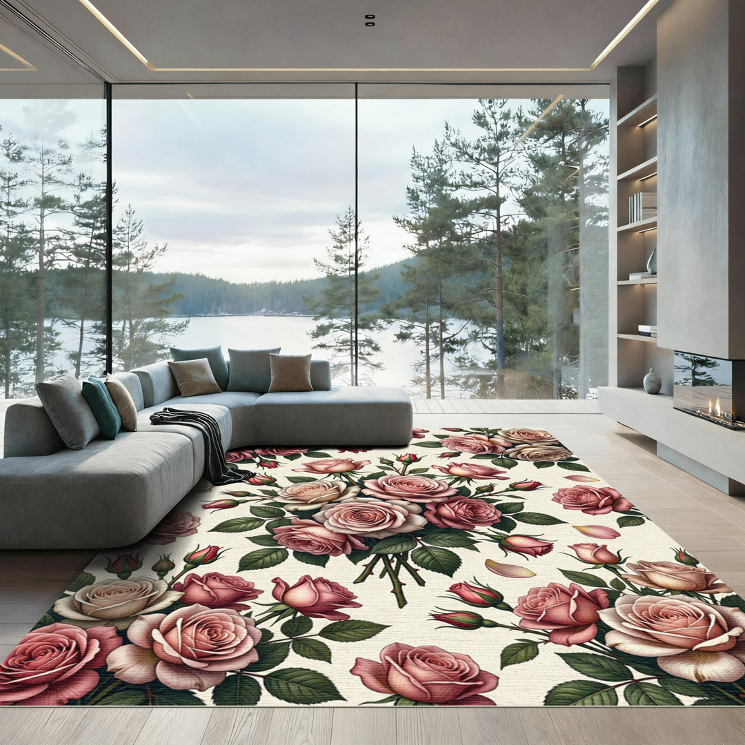 Antique Rose Garden Bouquet Rug