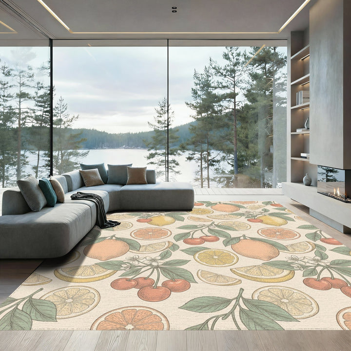 Citrus Fruit And Cherry Branches Rug