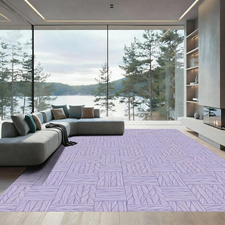 Lavender Woven Herringbone Geometric Rug