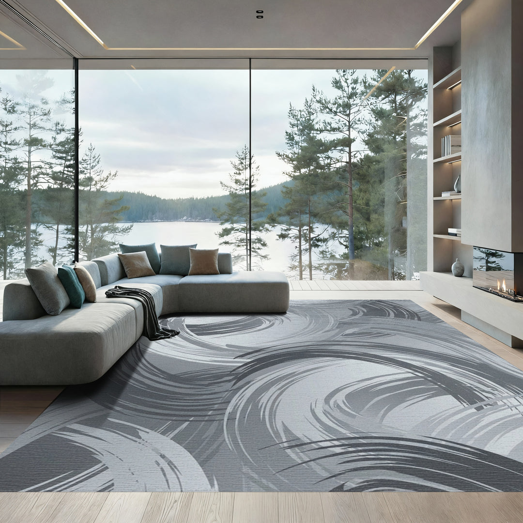 Shaded Swirl Brush Strokes Rug