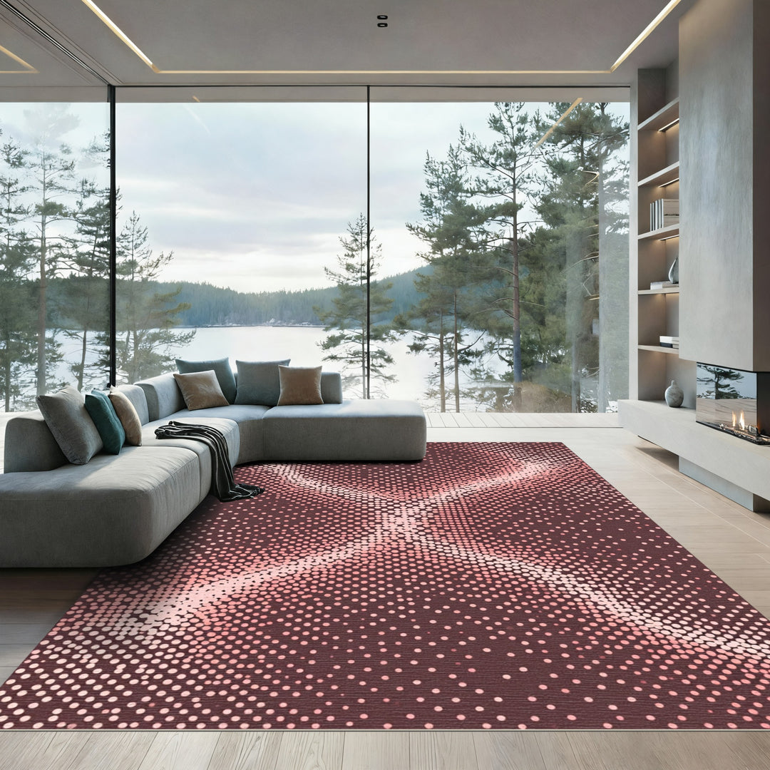 Distorted Pink Halftone Diamond Shape Rug