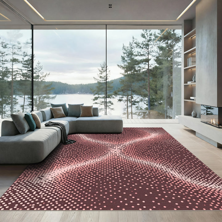 Distorted Pink Halftone Diamond Shape Rug