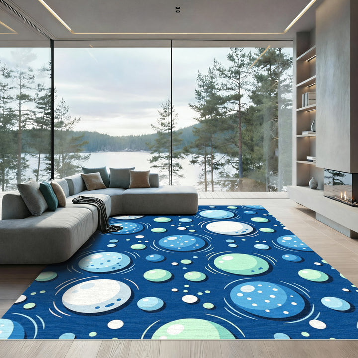 Aqua Blue Bubble Scatter Rug