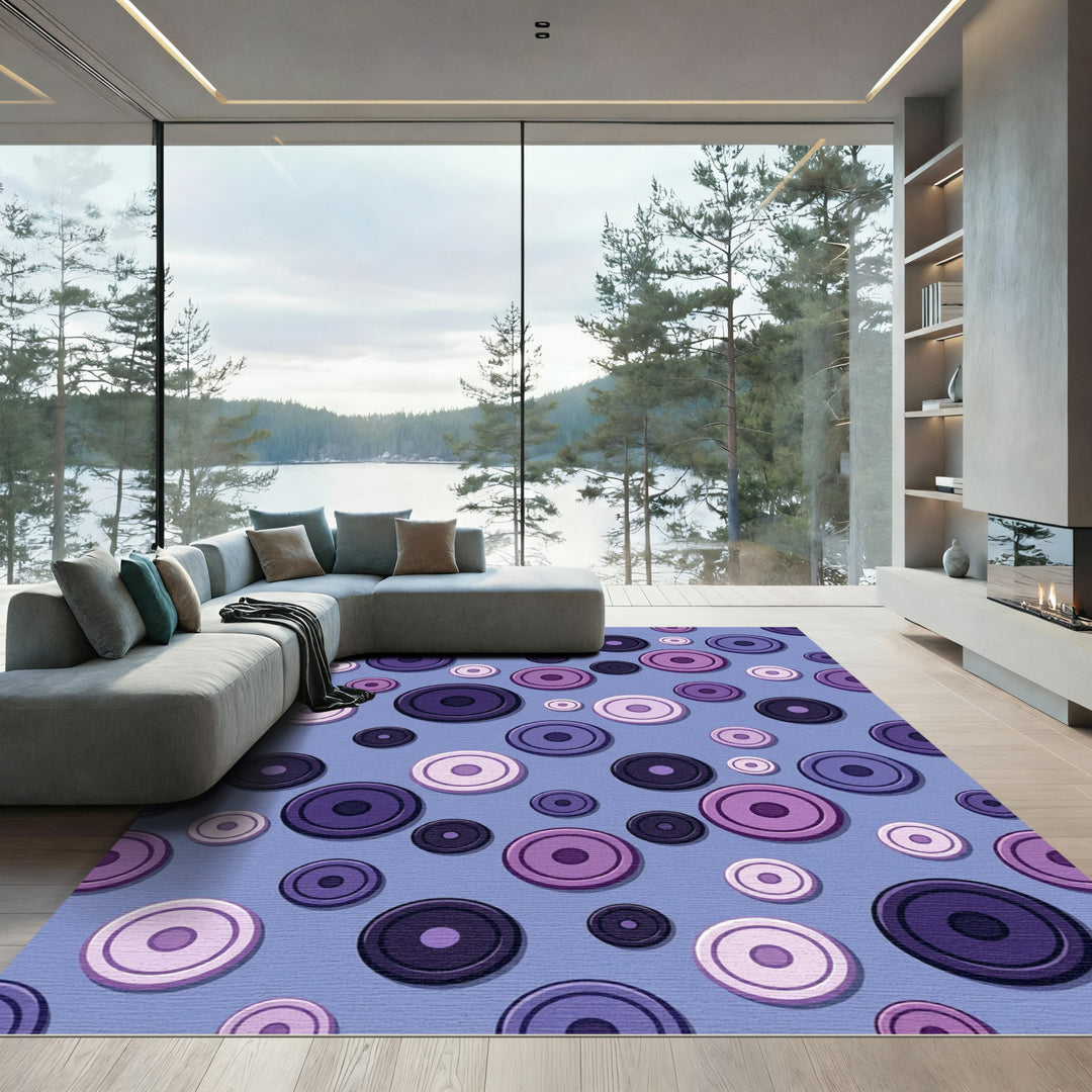 Purple Circles Textured Area Rug