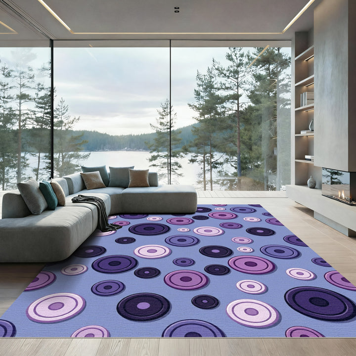 Purple Circles Textured Area Rug
