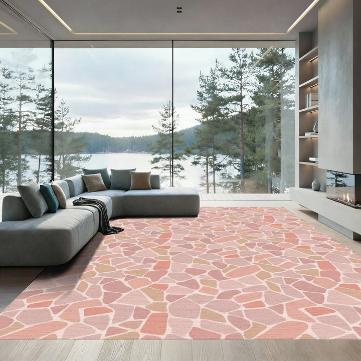Terracotta Pink Mosaic Stone Rug