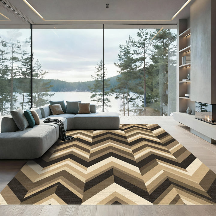 Earthy Tones Chevron Stripes Rug